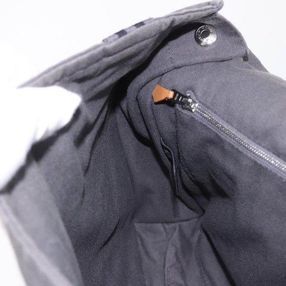 HERMES Fourre Tout Bassas MM Shoulder Bag Canvas Gray Silver Auth 194155