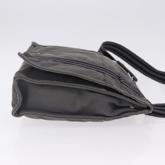 HERMES Fourre Tout Bassas MM Shoulder Bag Canvas Gray Silver Auth 194155