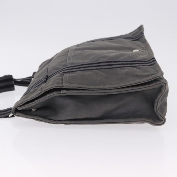 HERMES Fourre Tout Bassas MM Shoulder Bag Canvas Gray Silver Auth 194155