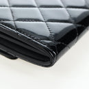 CHANEL Brilliant Matelasse Long Wallet Patent Black Silver CC Auth 194160M-10