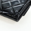 CHANEL Brilliant Matelasse Long Wallet Patent Black Silver CC Auth 194160M-11