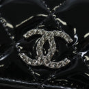 CHANEL Brilliant Matelasse Long Wallet Patent Black Silver CC Auth 194160M-12