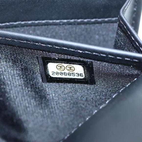 CHANEL Brilliant Matelasse Long Wallet Patent Black Silver CC Auth 194160M