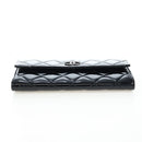CHANEL Brilliant Matelasse Long Wallet Patent Black Silver CC Auth 194160M-7