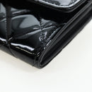 CHANEL Brilliant Matelasse Long Wallet Patent Black Silver CC Auth 194160M-9