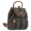 FENDI Pecan Backpack PVC Leather Brown Gold Tone Auth 194161-1