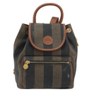 FENDI Pecan Backpack PVC Leather Brown Gold Tone Auth 194161-2