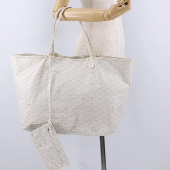 GOYARD Herringbone Saint Louis GM Tote Bag PVC White Auth 194163
