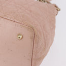 Christian Dior Canage Hand Bag Canvas Pink Gold Tone Auth 194165-11