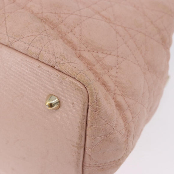 Christian Dior Canage Hand Bag Canvas Pink Gold Tone Auth 194165