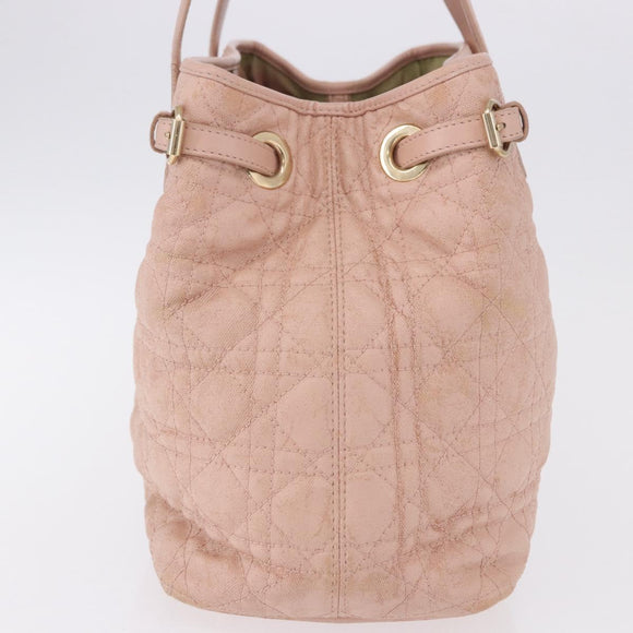 Christian Dior Canage Hand Bag Canvas Pink Gold Tone Auth 194165