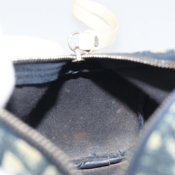 Christian Dior Trotter Pouch PVC Leather Blue White Auth 194167