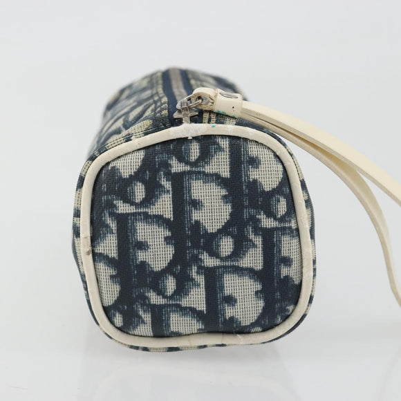 Christian Dior Trotter Pouch PVC Leather Blue White Auth 194167