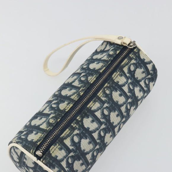 Christian Dior Trotter Pouch PVC Leather Blue White Auth 194167