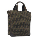 FENDI Zucca Canvas Hand Bag Brown Auth 194169-1