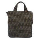 FENDI Zucca Canvas Hand Bag Brown Auth 194169-13