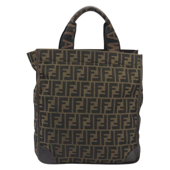 FENDI Zucca Canvas Hand Bag Brown Auth 194169