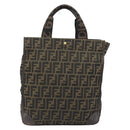 FENDI Zucca Canvas Hand Bag Brown Auth 194169-2