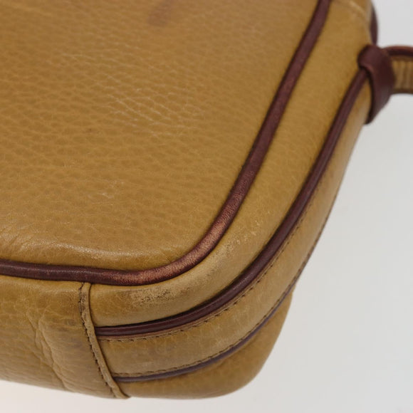 CARTIER Must Line Shoulder Bag Leather Beige Gold Auth 194176