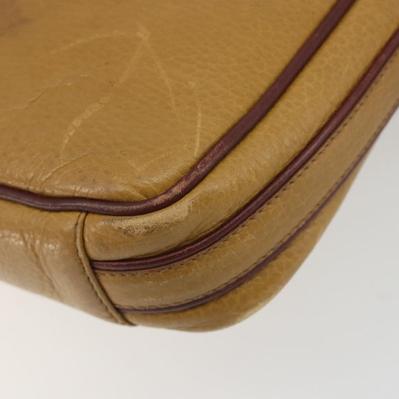CARTIER Must Line Shoulder Bag Leather Beige Gold Auth 194176