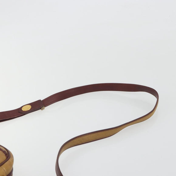 CARTIER Must Line Shoulder Bag Leather Beige Gold Auth 194176