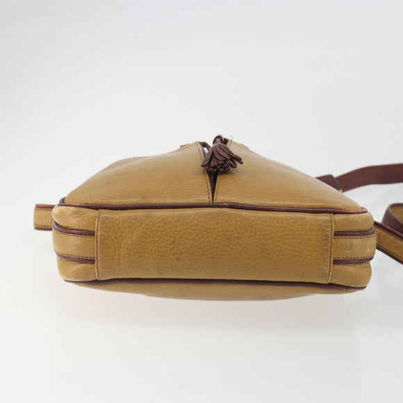 CARTIER Must Line Shoulder Bag Leather Beige Gold Auth 194176