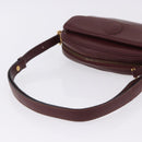 CARTIER Must Line Shoulder Bag Leather Bordeaux Gold Tone Auth 194177A-7