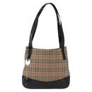 Burberrys Nova Check Shoulder Bag Canvas Beige Black Auth 194178A-2