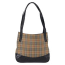 Burberrys Nova Check Shoulder Bag Canvas Beige Black Auth 194178A-3