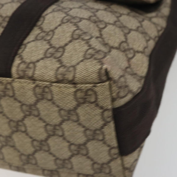 GUCCI GG Supreme Shoulder Bag PVC Leather Beige Silver 122373 Auth 194179A