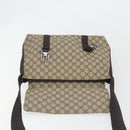 GUCCI GG Supreme Shoulder Bag PVC Leather Beige Silver 122373 Auth 194179A-16