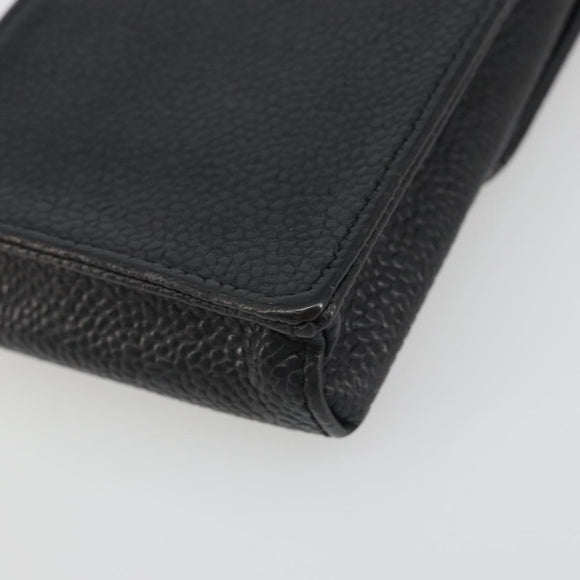 CHANEL COCO Mark Cigarette Case Caviar Skin Black CC Auth 194184M