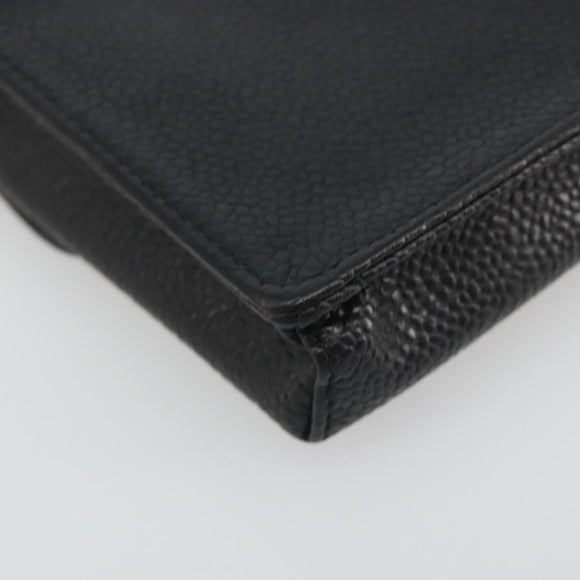 CHANEL COCO Mark Cigarette Case Caviar Skin Black CC Auth 194184M