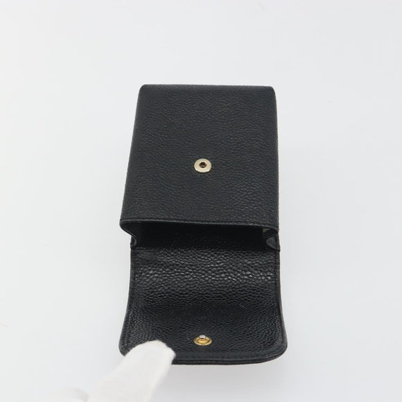 CHANEL COCO Mark Cigarette Case Caviar Skin Black CC Auth 194184M