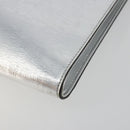 FENDI Chain Hand Bag Leather Silver White Auth 194186-9