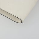 FENDI Chain Hand Bag Leather Silver White Auth 194186-14