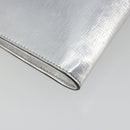 FENDI Chain Hand Bag Leather Silver White Auth 194186-16