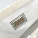 FENDI Chain Hand Bag Leather Silver White Auth 194186-12