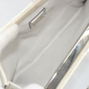 FENDI Chain Hand Bag Leather Silver White Auth 194186-11