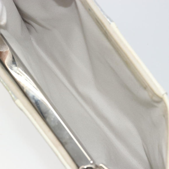 FENDI Chain Hand Bag Leather Silver White Auth 194186