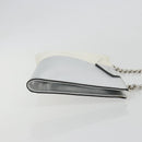 FENDI Chain Hand Bag Leather Silver White Auth 194186-3