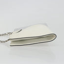 FENDI Chain Hand Bag Leather Silver White Auth 194186-4