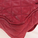 CHANEL Matelasse Chain Shoulder Bag Leather Pink Silver CC Auth 194187V-8