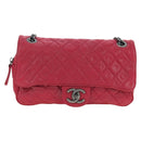 CHANEL Matelasse Chain Shoulder Bag Leather Pink Silver CC Auth 194187V-13