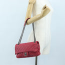 CHANEL Matelasse Chain Shoulder Bag Leather Pink Silver CC Auth 194187V-27