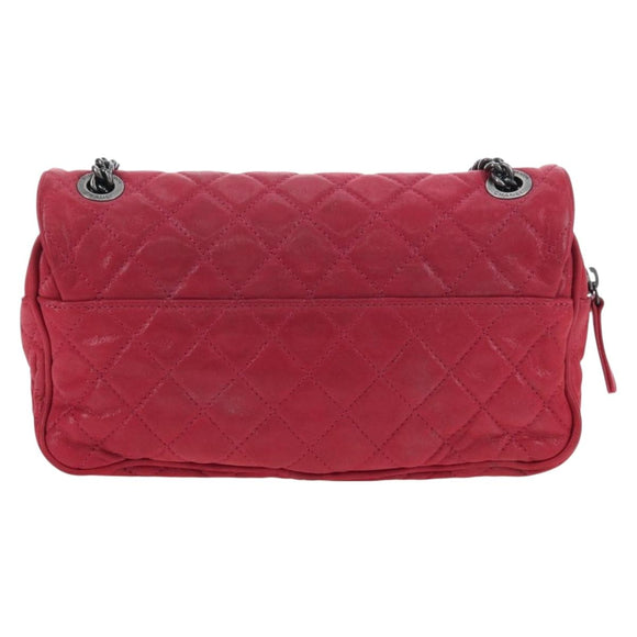 CHANEL Matelasse Chain Shoulder Bag Leather Pink Silver CC Auth 194187V