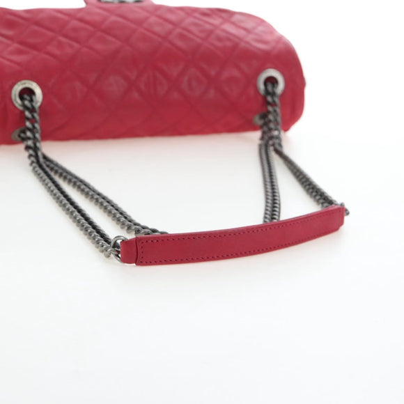 CHANEL Matelasse Chain Shoulder Bag Leather Pink Silver CC Auth 194187V