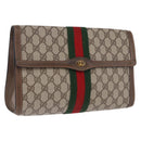 GUCCI GG Supreme Web Sherry Line Clutch Bag PVC Beige 89 01 007 Auth 194188-1