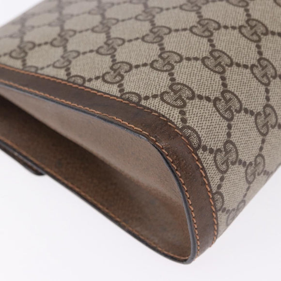 GUCCI GG Supreme Web Sherry Line Clutch Bag PVC Beige 89 01 007 Auth 194188
