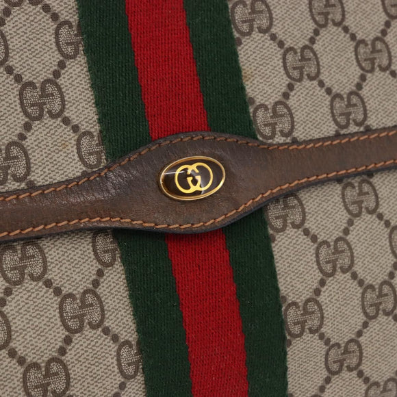 GUCCI GG Supreme Web Sherry Line Clutch Bag PVC Beige 89 01 007 Auth 194188